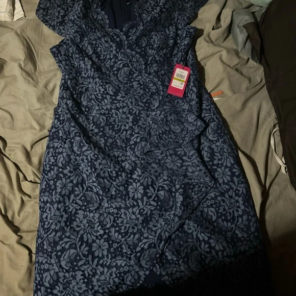 Vince Camuto | Dresses | Vince Camuto Navy Floral Lace Dress | Poshmark